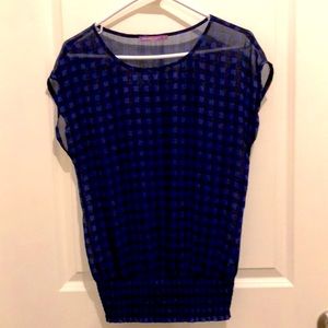 🌻3/$20🌻 Sheer gingham blue/black top